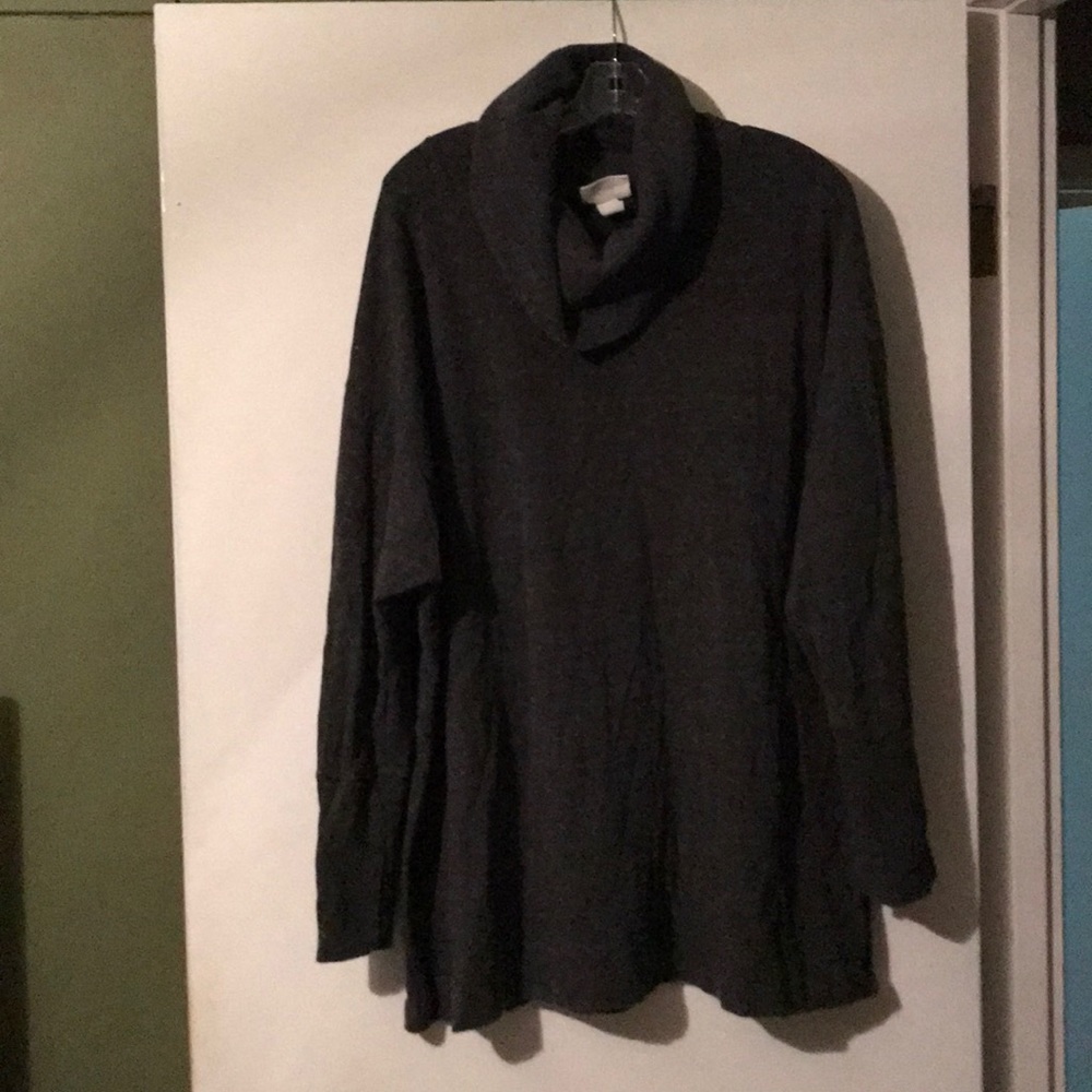 2x charcoal grey cowl neck heavy shirt